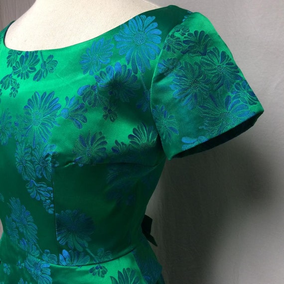 1950's Green/Blue Satin Damask Dress | RAPPI | Pe… - image 10