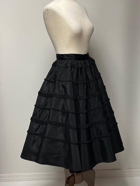 1950's Black Taffeta Party Dancing Full Circle Sk… - image 3