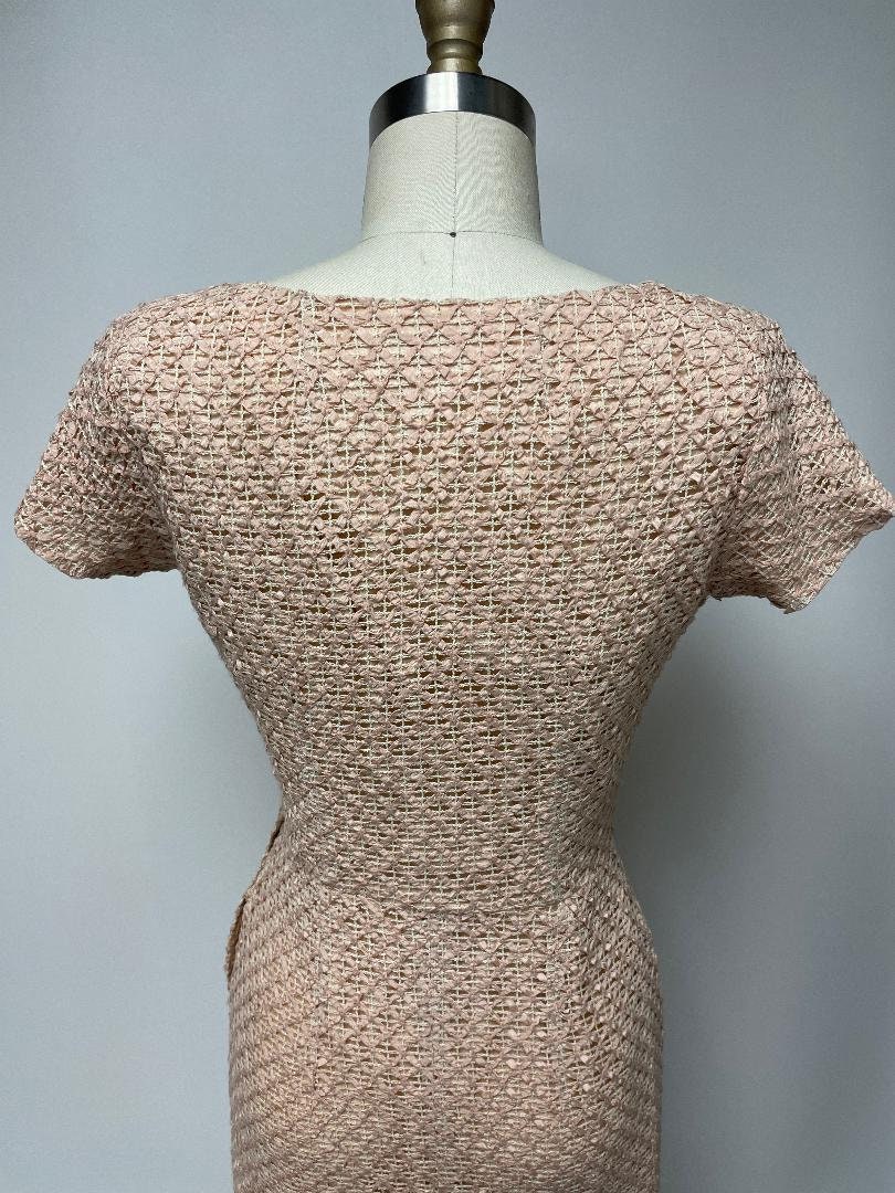 Blush A Line V Neck Pleated Short Vintage 1950s Dress