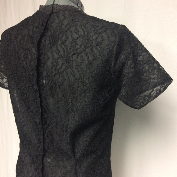 1950's Vintage Black Lace Round Neck Short Sleeve… - image 6