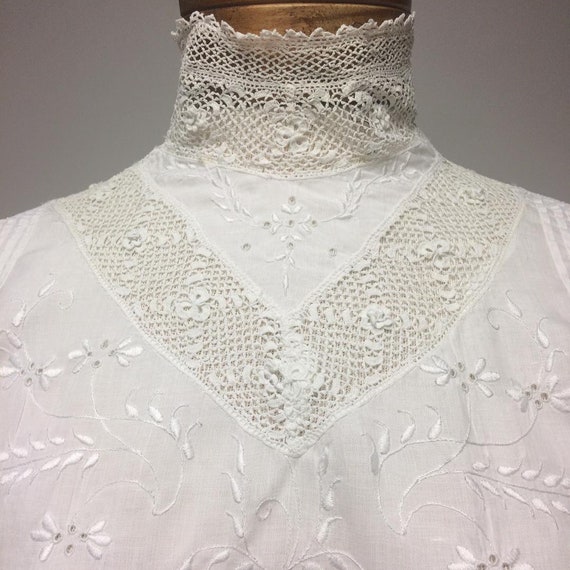 Victorian White Batiste Blouse | Irish Crocheted … - image 4