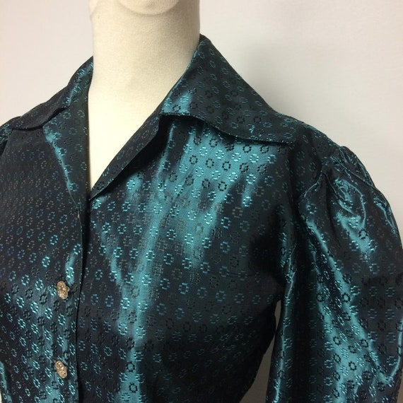 1950's Teal Taffeta Dress | Reverse Thread Geomet… - image 4