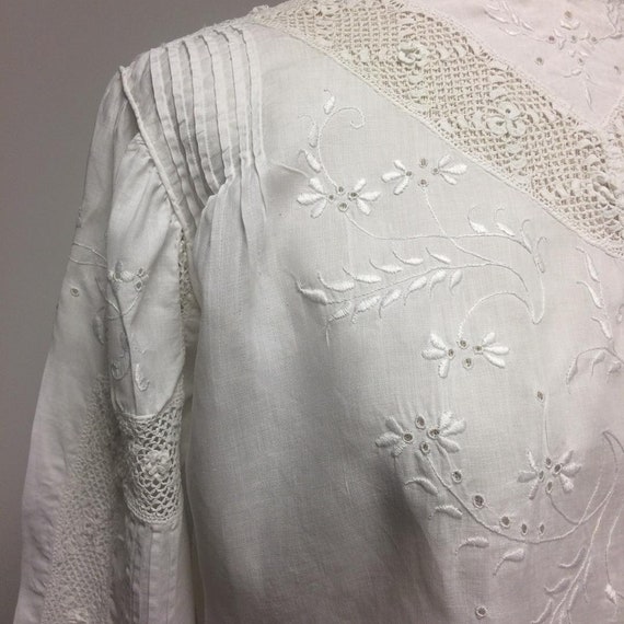 Victorian White Batiste Blouse | Irish Crocheted … - image 5