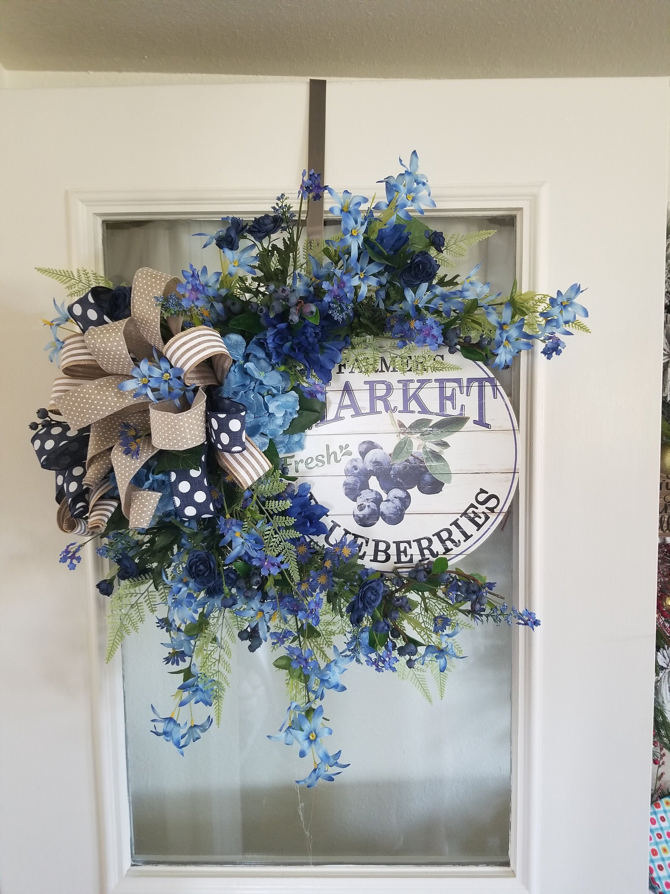 Market Fresh Blueberry Wreath Summer Front Door Decor Etsy