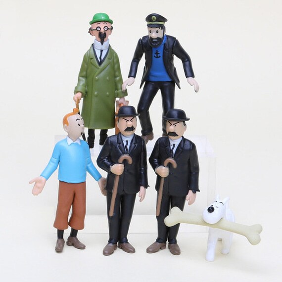 The Adventures Of Tintin 6 PCS Action Figure Snowy Captain Haddock Thompson Toys