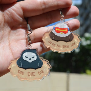 CLEARANCE Overwatch Reaper Birb and Birb76 Acrylic Charms || Accessory for Bags, Cell Phones || Gaming || Soldier76 || Reaper ||