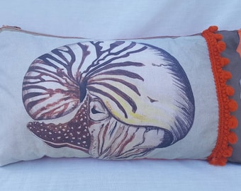 Nautilus Shells Throw Pillow Nautical Nautilus by magentarosedesigns Purple Nautical  18x18 Square Throw Pillow by Spoonflower