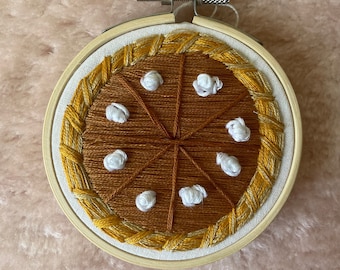 Pumpkin Pie Embroidery | Handmade Fiber Art | 3 Inch Hoop