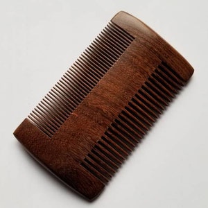 Wood Beard Comb for Men, Fathers Day Gift, Self Care Gift, Boyfriend Husband Graduation Gift, Dual Action Wooden Comb, Lice Comb 4"/10cm