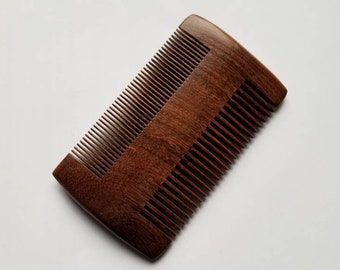 Wood Beard Comb for Men, Fathers Day Gift, Self Care Gift, Boyfriend Husband Graduation Gift, Dual Action Wooden Comb, Lice Comb 4"/10cm