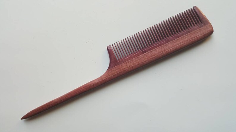 Mothers Day Gift, Rat Tail Wooden Comb Women, Sectioning/Styling wood Comb for Girls, Araki Wooden Beard Comb, Purple Heart Comb 8.321cm image 2