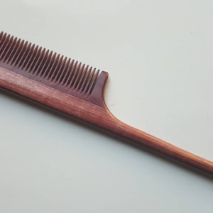 Mothers Day Gift, Rat Tail Wooden Comb Women, Sectioning/Styling wood Comb for Girls, Araki Wooden Beard Comb, Purple Heart Comb 8.321cm image 1