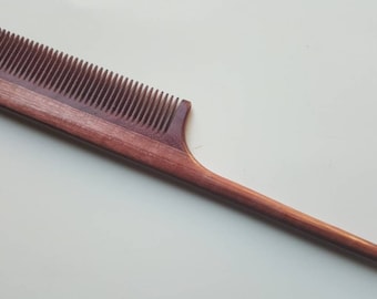 Mothers Day Gift, Rat Tail Wooden Comb Women, Sectioning/Styling wood Comb for Girls, Araki Wooden Beard Comb, Purple Heart Comb 8.3"(21cm)