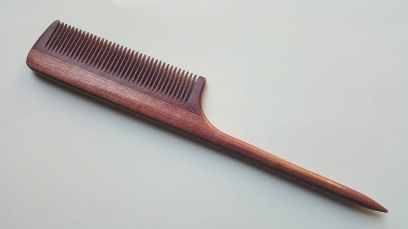 Mothers Day Gift, Rat Tail Wooden Comb Women, Sectioning/Styling wood Comb for Girls, Araki Wooden Beard Comb, Purple Heart Comb 8.321cm image 1