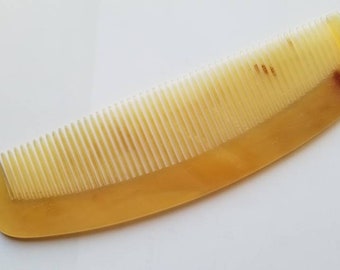 Handmade Sheep Horn Hair Comb: Fine Teeth, Natural Keratin 7.1"/18cm