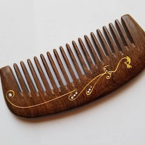 Gift for Brother, Wooden Hair Comb Men,  Wide Tooth Comb Women, Gift for Boyfriend, Araki Wood Beard Comb, Bridal Shower Gift 5.5 &quot; (14cm)
