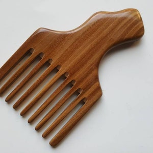 Araki Wood Pick Comb, Valentines Day Gift Her, Curly Hair Wood Comb for Him, boyfriend Husband Gift, Extra Wide, Gouge Style Comb 4.7"/12cm