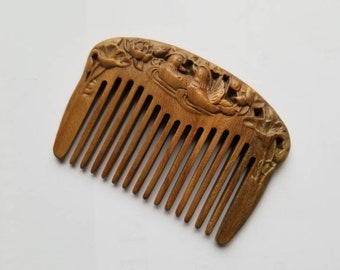 Stocking Stuffer, Araki Mini Hand-carved Wooden Hair Comb 3.1"(8cm)