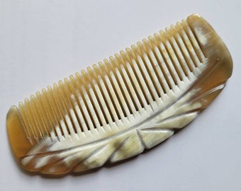 Handmade Yak Horn Comb: Pocket Hair Comb, Birthday Gift for Him 5.1"/13cm