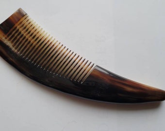 Viking Horn Comb, Gift for Him, Small Yak Horn Beard Comb, Boyfriend Husband Gift, Stocking Stuffer, One of A Kind, Medieval Comb 7"(17.8cm)
