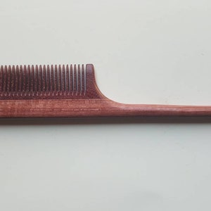 Mothers Day Gift, Rat Tail Wooden Comb Women, Sectioning/Styling wood Comb for Girls, Araki Wooden Beard Comb, Purple Heart Comb 8.321cm image 10