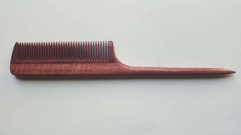 Mothers Day Gift, Rat Tail Wooden Comb Women, Sectioning/Styling wood Comb for Girls, Araki Wooden Beard Comb, Purple Heart Comb 8.321cm image 10