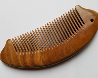 Fish Shaped Comb, Self Care Gift for All, Fathers Day Gift, Wooden Beard Comb, Relaxation Gift, Sandalwood Comb, Wood Hair Comb 5.3"(13.5cm)