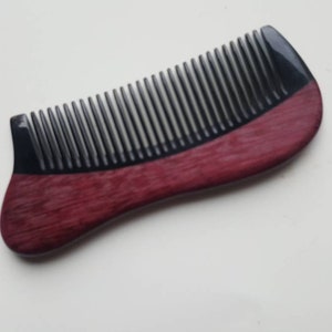 Araki Horn Beard Comb, Purple Heart Wood Comb,10th/15th Wedding Anniversary Gift, Husband Gift, Wooden Hair Comb, Pocket Comb4.9"(12.5cm)