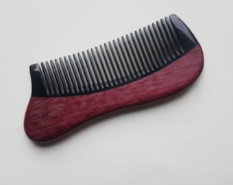 Araki Horn Beard Comb, Purple Heart Wood Comb,10th/15th Wedding Anniversary Gift, Husband Gift, Wooden Hair Comb, Pocket Comb4.9"(12.5cm)