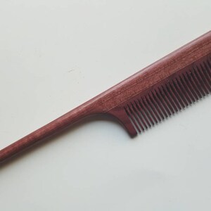 Mothers Day Gift, Rat Tail Wooden Comb Women, Sectioning/Styling wood Comb for Girls, Araki Wooden Beard Comb, Purple Heart Comb 8.321cm image 4