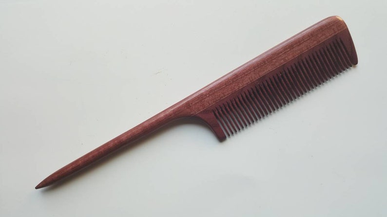 Mothers Day Gift, Rat Tail Wooden Comb Women, Sectioning/Styling wood Comb for Girls, Araki Wooden Beard Comb, Purple Heart Comb 8.321cm image 4