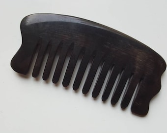 Relaxation Gift for Her, Wide Toothed Horn Comb, Curly Hair Comb Women,  Birthday Gift Wife , Detangling Buffalo Horn Comb 4.3"(11cm)