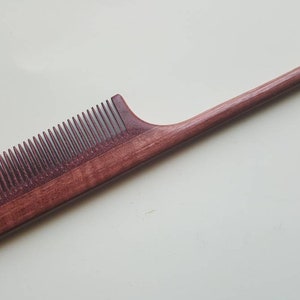 Mothers Day Gift, Rat Tail Wooden Comb Women, Sectioning/Styling wood Comb for Girls, Araki Wooden Beard Comb, Purple Heart Comb 8.321cm image 6