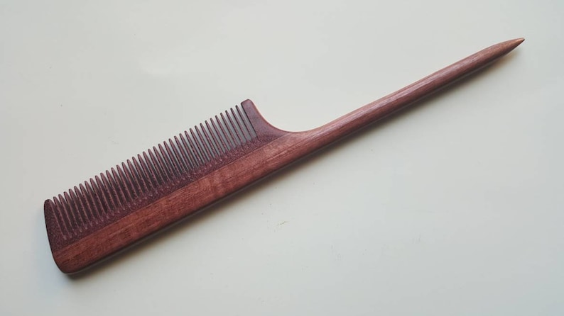 Mothers Day Gift, Rat Tail Wooden Comb Women, Sectioning/Styling wood Comb for Girls, Araki Wooden Beard Comb, Purple Heart Comb 8.321cm image 6