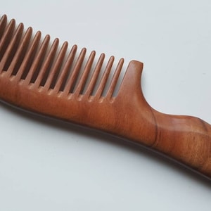 Premium Wooden Comb, Wide Tooth Comb, Araki Hair Comb, African Mopane Comb, Seamless Wood Comb, Gift for Her, Beard Comb w/Handle 7.9&quot;(20cm)