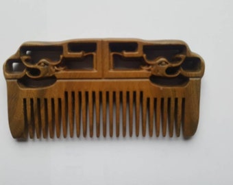 Hand-Carved Sandalwood Comb: Vintage Style, Dragon Beard Comb,