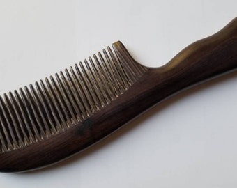 Wooden Hair Comb Women, Wood Beard Comb Men, 10th 20th 50th Anniversary Birthday Gift, Araki Seamless Wooden Comb w/ Handle7.9"(20cm)