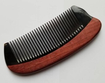 Araki Horn Beard Comb, Purple Heart Wood Comb, 10th Anniversary Husband Gift, Wooden Hair Comb, Birthday Gift Her, Pocket Comb4.7"(12cm)