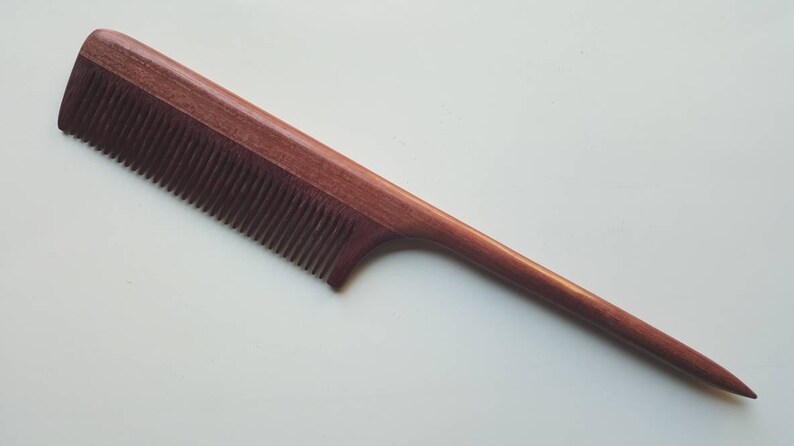 Mothers Day Gift, Rat Tail Wooden Comb Women, Sectioning/Styling wood Comb for Girls, Araki Wooden Beard Comb, Purple Heart Comb 8.321cm image 3