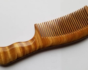 Sandalwood Hair Comb: Fine Tooth, Wood Beard Comb 7.9"/20cm