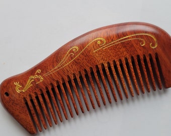 Graduation Gift, buffalo Horn Comb, 50th Birthday Idea, Wooden Comb with Handle, Anniversary Gift Wife,  Araki Wood Beard Comb 5"(12.5cm)