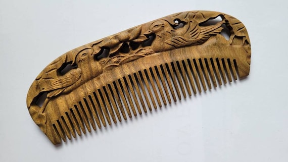 Hand Carved Decorative Hair Comb Amazon.com : Nerien Handmade Carved Vintage Wooden Hair Comb  main image 3