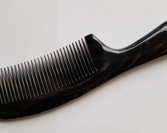 Buffalo Horn Hair Comb: Viking Style Fine Tooth Beard Comb 7.5"/19cm