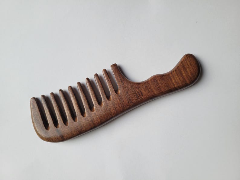 Hand Painted Wood Comb, Wide Tooth, Detangling Comb for Curly Hair 7.3"/18.5cm image 7