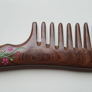 Curly Hair Wood Comb Mom, Mothers Day for Her, Wood Brush, Detangled Wooden Comb, Gift for Wife, Extra Wide Tooth Comb 7.318.5cm image 4