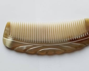Father's Day Gift, Vintage Yak Horn Comb: Anti-Static Pocket Hair Comb (15cm/6in)