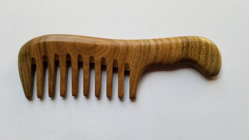 Extra Wide Tooth Comb, Curly Hair Wooden Comb, Birthday Gift, Girlfriend Gift, Detangling Wood Comb, Sandalwood Comb w/ Handle 7.719.5cm image 6