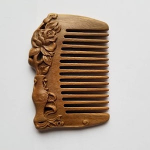 Hand-Carved Comb, Araki Wooden Hair Comb, Gift for Her, Sandalwood Comb, Gift for Girlfriend, Bridesmaid Gift, Wood Comb Women 3.1&quot;(8cm)