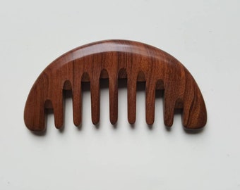 Pente de madeira com dentes largos: Madeira africana de mopane, para cabelos cacheados e barba (9,9 cm)