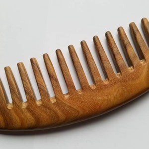 Sisters Gift for Her, Mom Gift, Detangling Wooden Comb, Extra Wide Teeth Comb, Curly Hair Comb Wife, Sandalwood Comb, Wood Comb 6.1"(15.5cm)